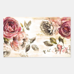 Sticker Rectangulaire Belle peinture florale victorienne