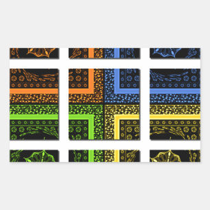 Sticker Rectangulaire Belles bandes géométriques à damiers colorées