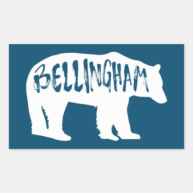 Sticker Rectangulaire Bellingham Washington Bear (Devant)