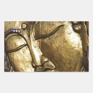 Sticker Rectangulaire Bénédiction Bouddha Doré Amour Inspirationnel