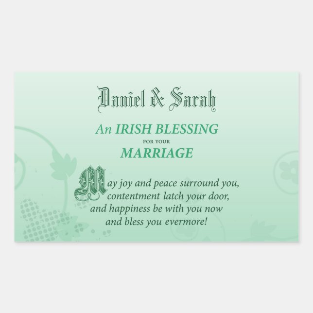 Sticker Rectangulaire Bénédiction de félicitations pour mariage irlandai (Devant)
