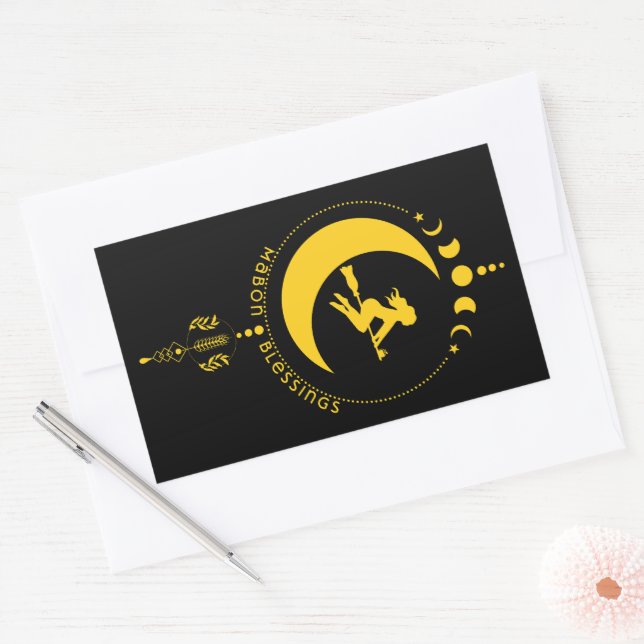 Sticker Rectangulaire Bénédiction de Mabon, sorcière, lune, blé (Enveloppe)