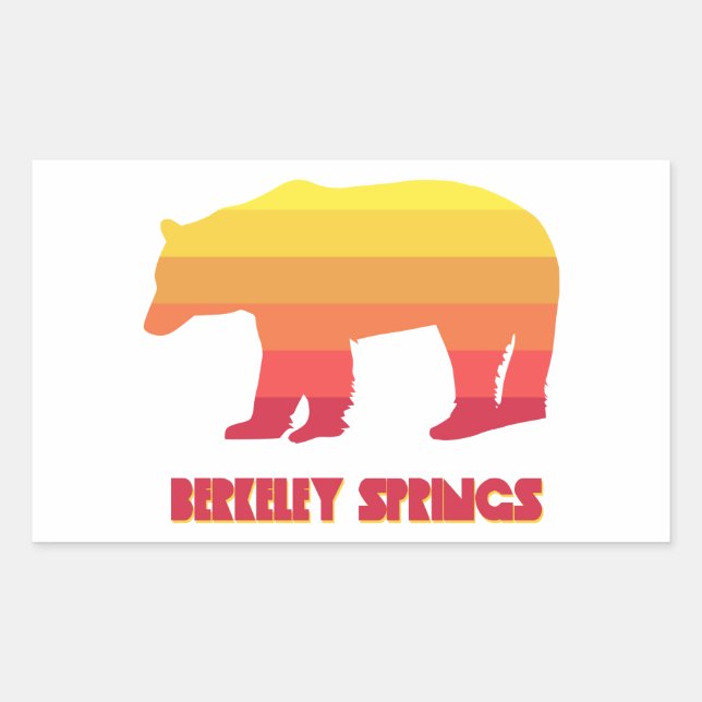Sticker Rectangulaire Berkeley Springs West Virginia Rainbow Bear (Devant)
