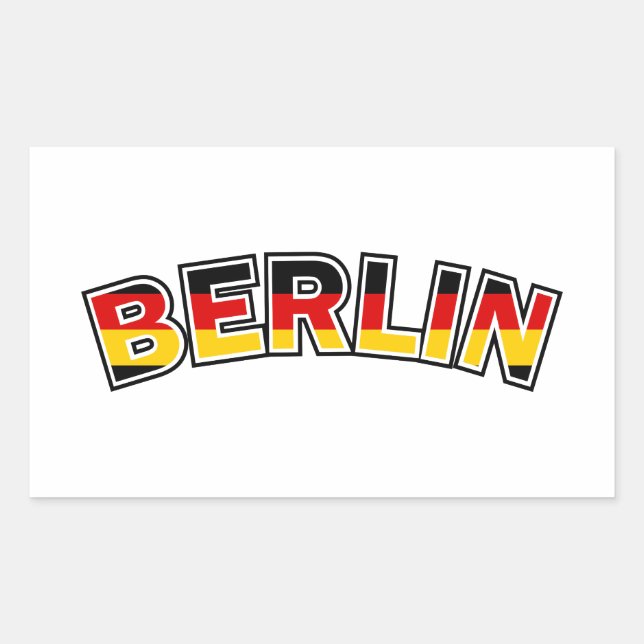 Sticker Rectangulaire Berlin, Allemagne, texte avec les couleurs du drap (Devant)