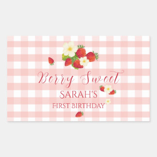 Sticker Rectangulaire Berry Sweet Strawberry Favor Gift 1st Birthday 