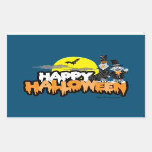 Sticker Rectangulaire Bert et Ernie   Joyeux Halloween