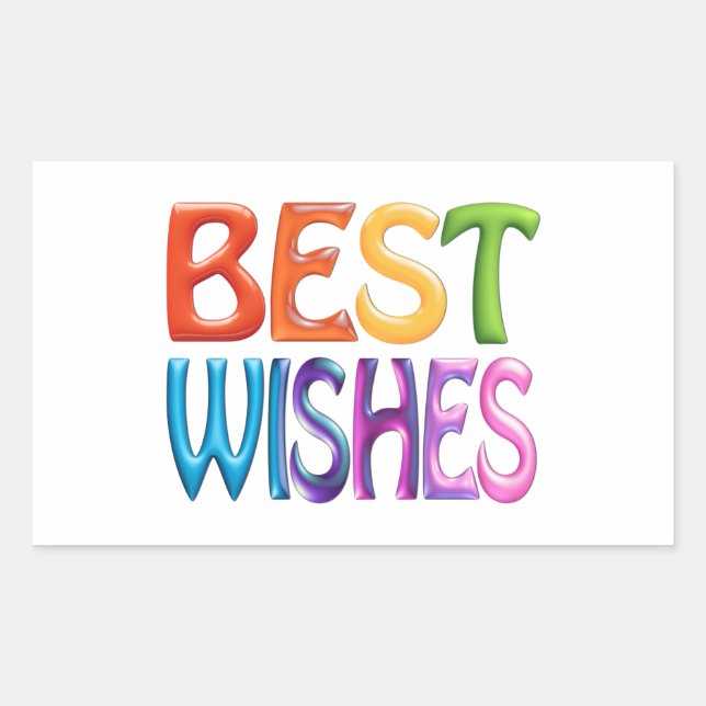 Sticker Rectangulaire BEST WISHES logo 3d coloré amusant (Devant)
