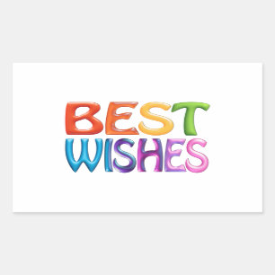 Sticker Rectangulaire BEST WISHES logo 3d coloré amusant