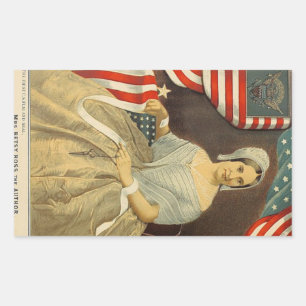 Sticker Rectangulaire Betsy Ross Premier drapeau américain et phoque Vin