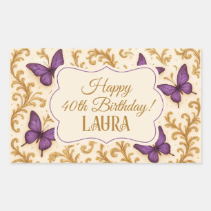 Sticker Rectangulaire Beurre royal d'or violet personnalisé Anniversaire
