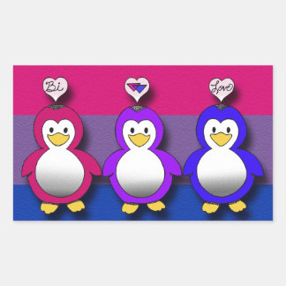 Sticker Rectangulaire Bi Love Bi Pride Cute pingouins