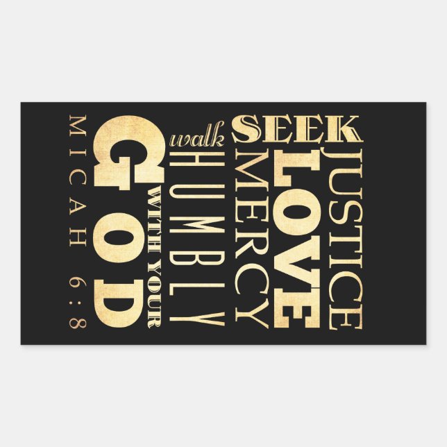 Sticker Rectangulaire Bible biblique chrétienne Verse - Micah 6:8 (Devant)