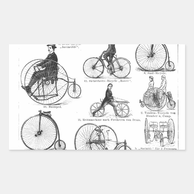 Sticker Rectangulaire Bicyclette à grande roue Penny Farthing (Devant)