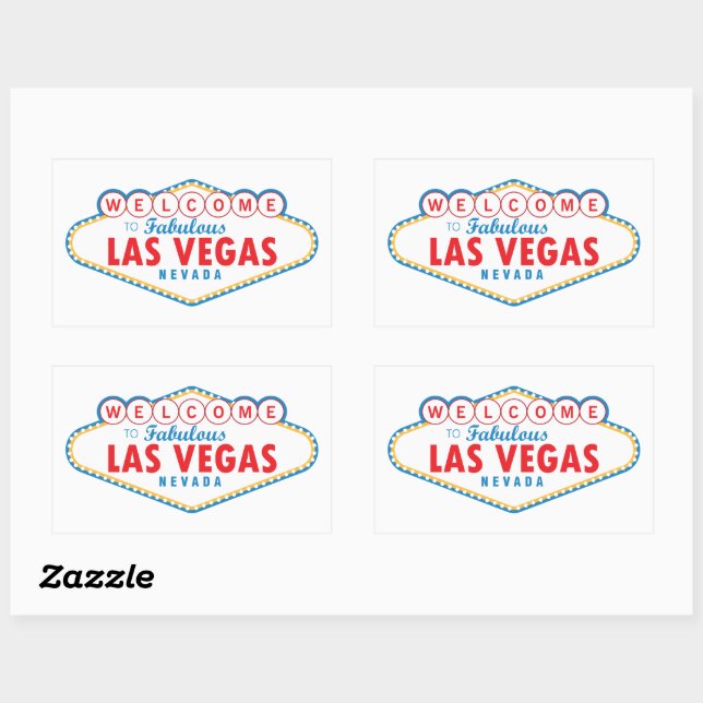 Sticker Rectangulaire Bienvenue à Las Vegas (Feuille)