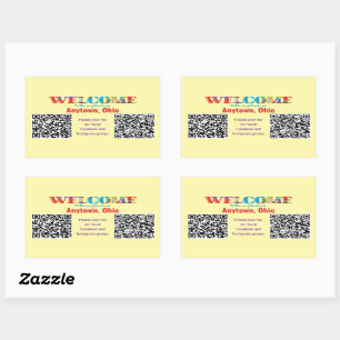 Sticker Rectangulaire BIENVENUE au code QR personnalisé de voisinage