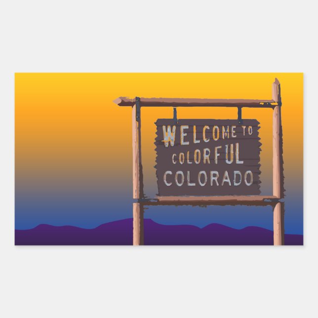 Sticker Rectangulaire bienvenue au colorado coloré (Devant)