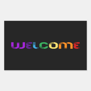 Sticker Rectangulaire Bienvenue drapeau arc-en-ciel LGBT