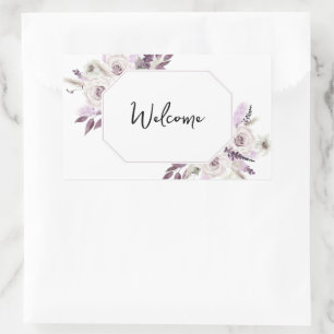 Sticker Rectangulaire Bienvenue Fleurs Violettes Lavande