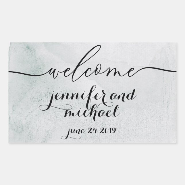 Sticker Rectangulaire Bienvenue Papier Calligraphie Ancien (Devant)