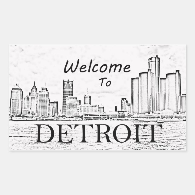 Sticker Rectangulaire Bienvenue sur l'autocollant Detroit (Devant)