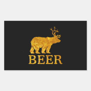 Sticker Rectangulaire Bière ou cerf d'ours cool