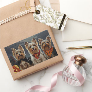 Sticker Rectangulaire Biewer Terrier Halloween Éffrayant