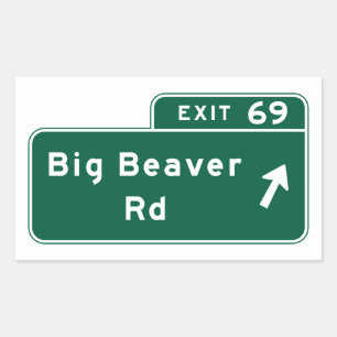 Sticker Rectangulaire Big Beaver Road, Road Sign, Michigan, États-Unis