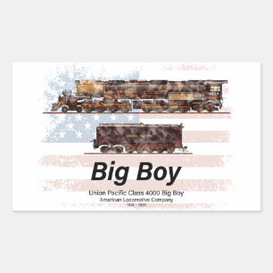 Sticker Rectangulaire Big Boy Train à vapeur Vintage Locomotive américai