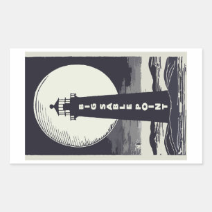 Sticker Rectangulaire Big Sable Point Michigan Lighthouse Moon