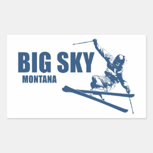 Sticker Rectangulaire Big Sky Resort Montana Skier