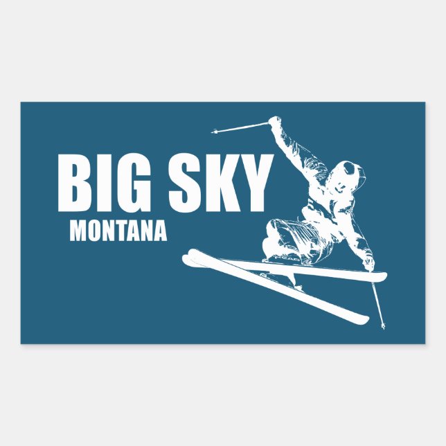 Sticker Rectangulaire Big Sky Resort Montana Skier (Devant)