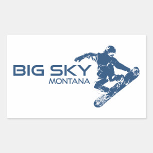 Sticker Rectangulaire Big Sky Resort Montana Snowboardeur