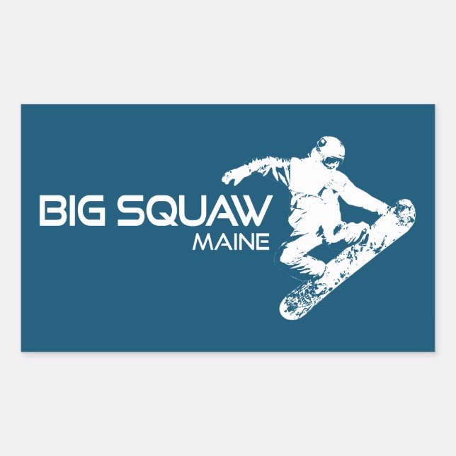 Sticker Rectangulaire Big Squaw Maine Snowboardeur (Devant)