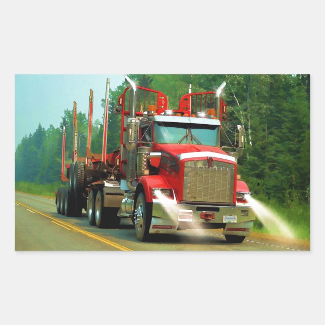 Sticker Rectangulaire Big Truck and Highway Art pour les amateurs de cam (Devant)