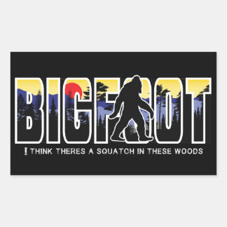 Sticker Rectangulaire Bigfoot se cachant dans les bois, Expédition sauva