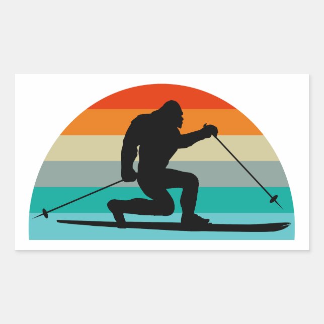 Sticker Rectangulaire Bigfoot Telemark Ski Arc-en-ciel (Devant)