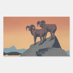 Sticker Rectangulaire Bighorn Sheep American West Wildlife