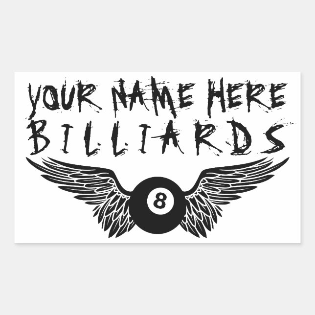 Sticker Rectangulaire billard à huit boules volant (Devant)