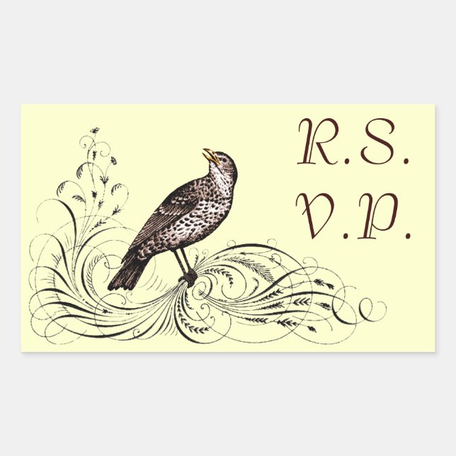 Sticker Rectangulaire Bird on Scroll (Devant)
