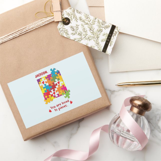 Sticker Rectangulaire Birthday Boy Puzzle Amour aux pièces (Cadeaux)