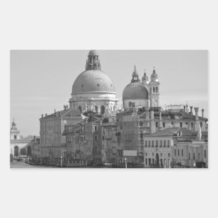 Sticker Rectangulaire Black Blanc Grand Canal Venise Italie Voyage
