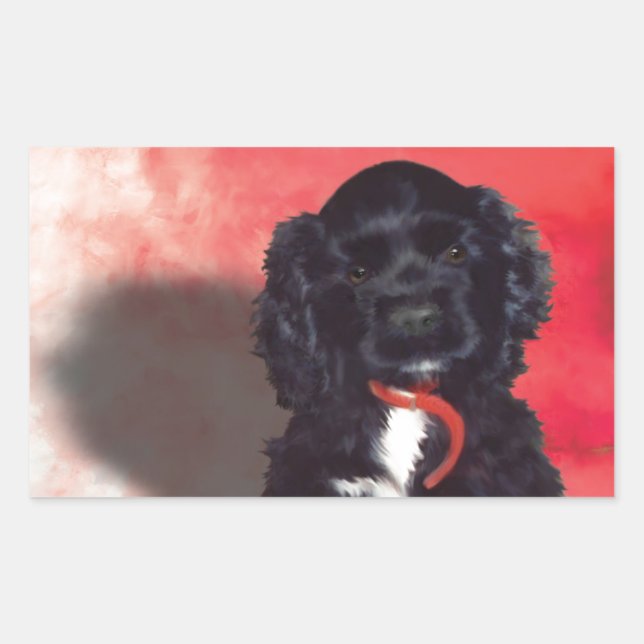 Sticker Rectangulaire Black Cocker Spaniel Puppy - Abby (Devant)