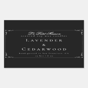 Sticker Rectangulaire Black Elegant Script Candle Emballage produit