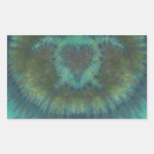Sticker Rectangulaire Black Green Love Turtles Heart Tie Dye