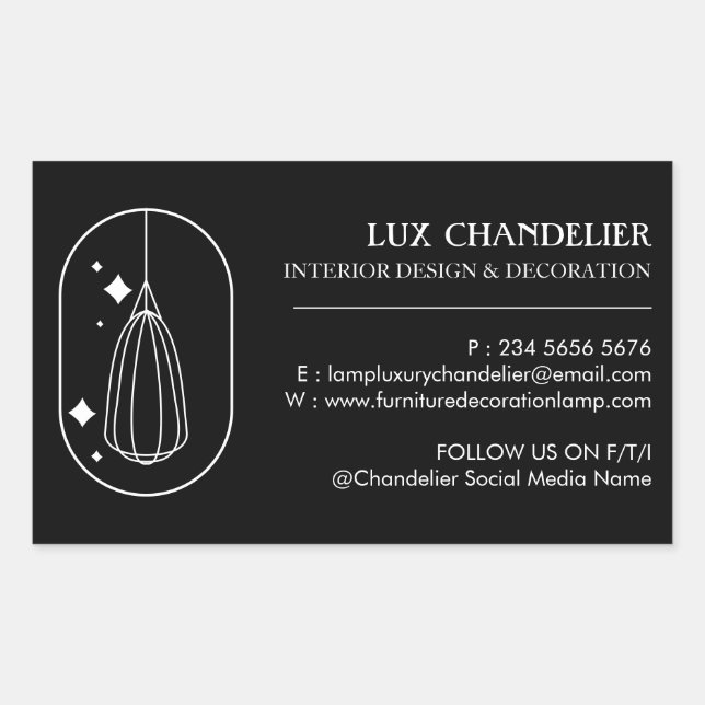 Sticker Rectangulaire Black Modern Furniture Light Chandelier Lamp (Devant)