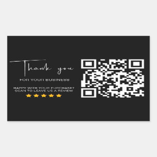 Sticker Rectangulaire Black QR Code Business Review 5 étoiles Modern Rev