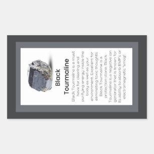 Sticker Rectangulaire Black Tourmaline Crystal Signification Bijoux Disp