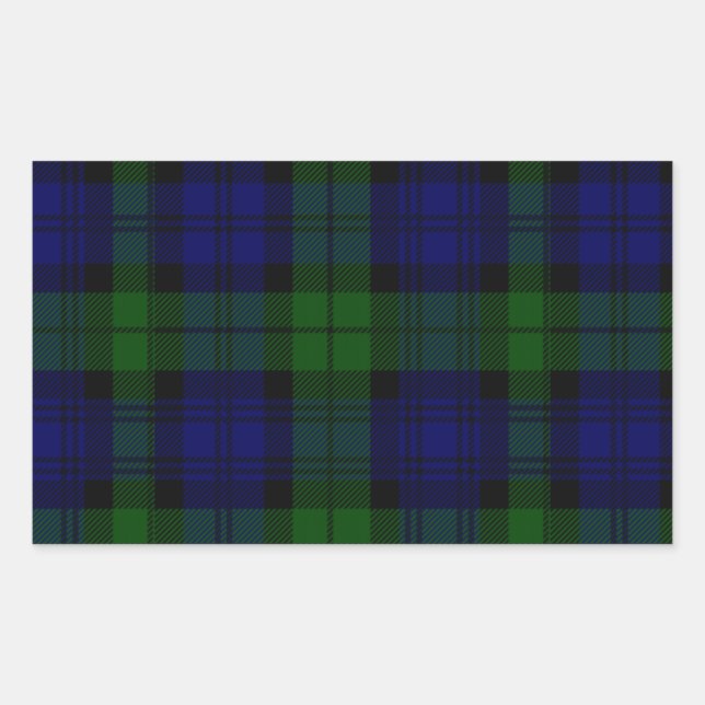 Sticker Rectangulaire Black Watch Tartan bleu vert Plaid (Devant)