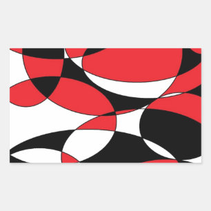 Sticker Rectangulaire Black, white and red ellipticals