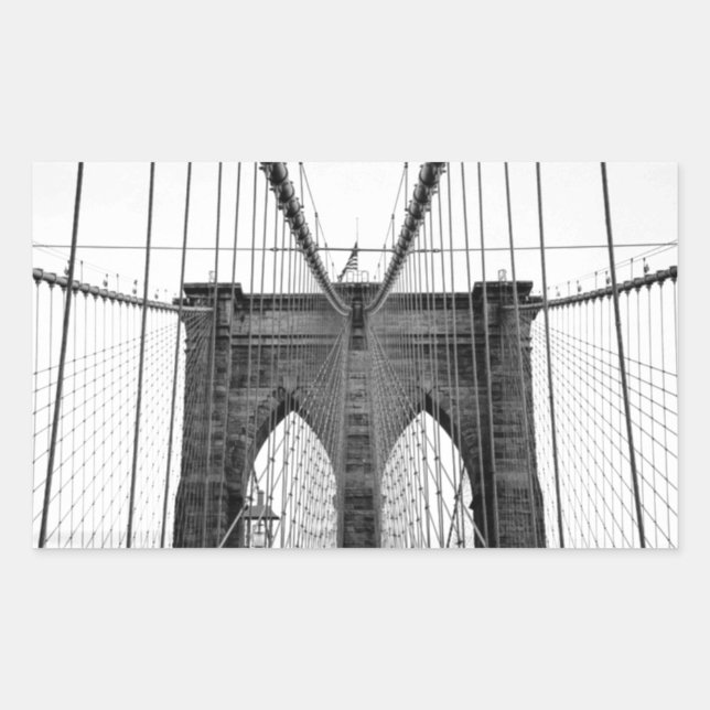 Sticker Rectangulaire Black White Brooklyn Bridge New York (Devant)